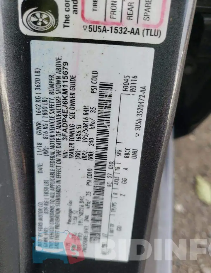 3FADP4EJ6KM115679 Photo# 13