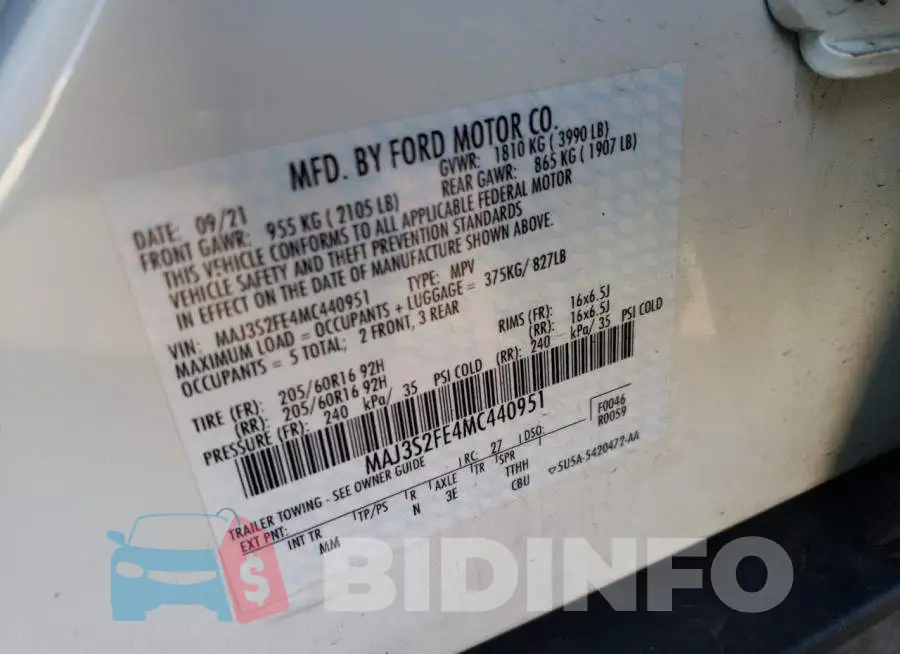 MAJ3S2FE4MC440951 Photo# 12
