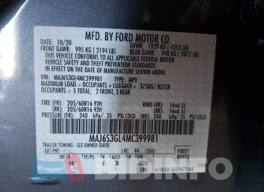 MAJ6S3GL4MC399981 Photo# 12