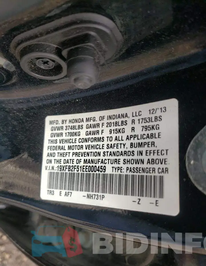 19XFB2F51EE000459 Photo# 12