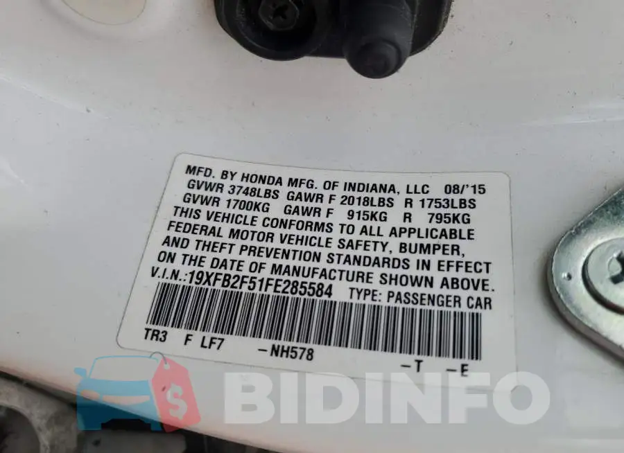 19XFB2F51FE285584 Photo# 12