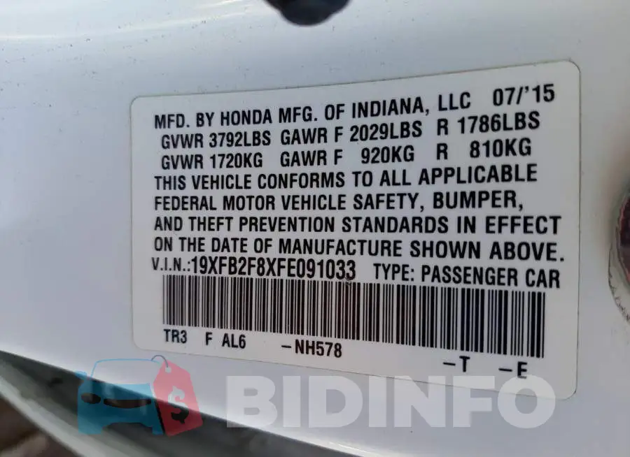 19XFB2F8XFE091033 Photo# 12