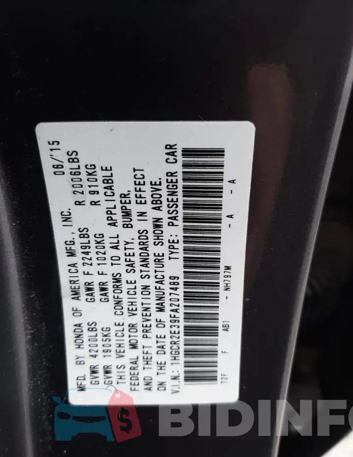 1HGCR2E39FA207489 Photo# 12