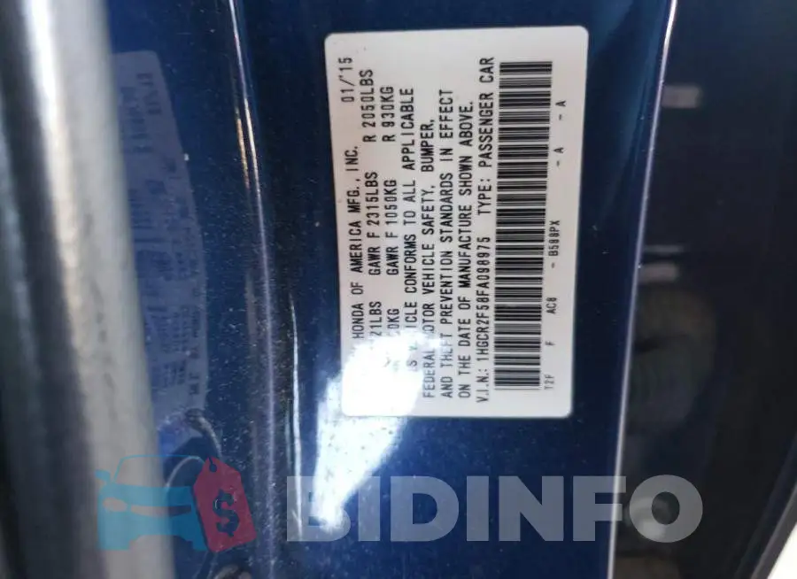 1HGCR2F58FA098975 Photo# 10