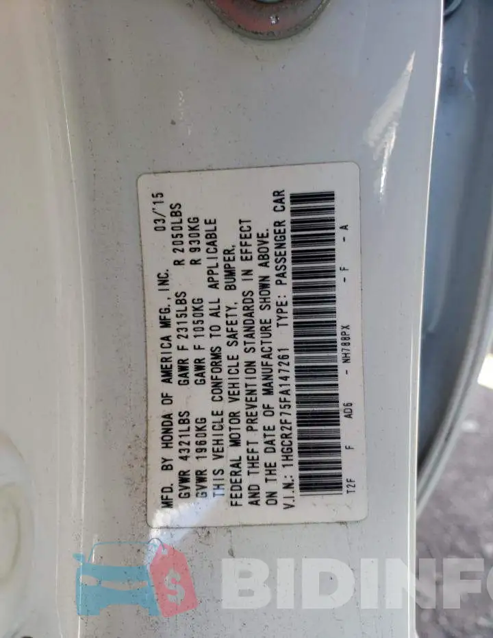 1HGCR2F75FA147261 Photo# 10