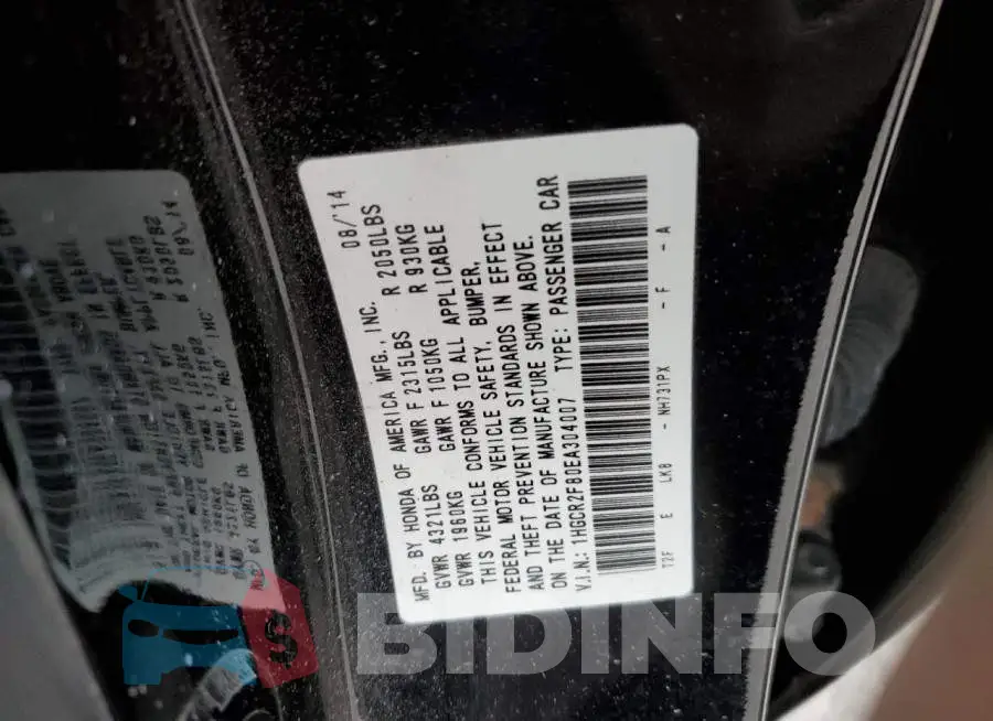 1HGCR2F80EA304007 Photo# 12