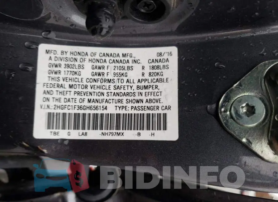 2HGFC1F36GH656154 Photo# 12