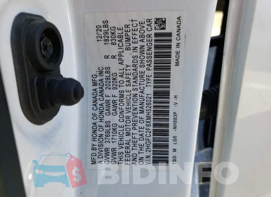 2HGFC2F8XMH526021 Photo# 12