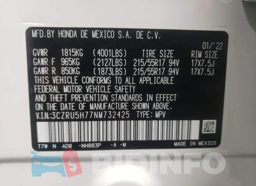 3CZRU5H77NM732425 Photo# 14