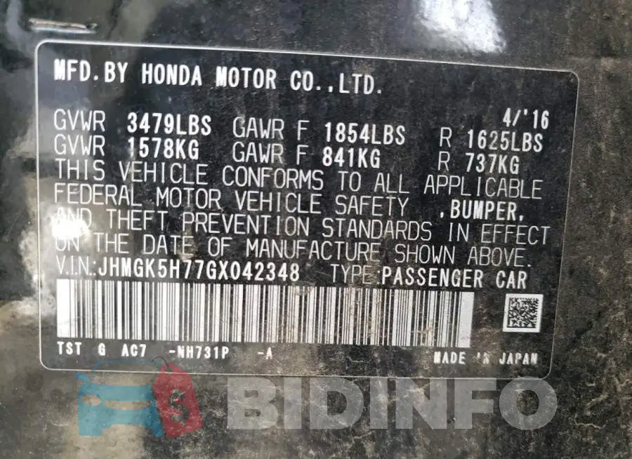 JHMGK5H77GX042348 Photo# 13