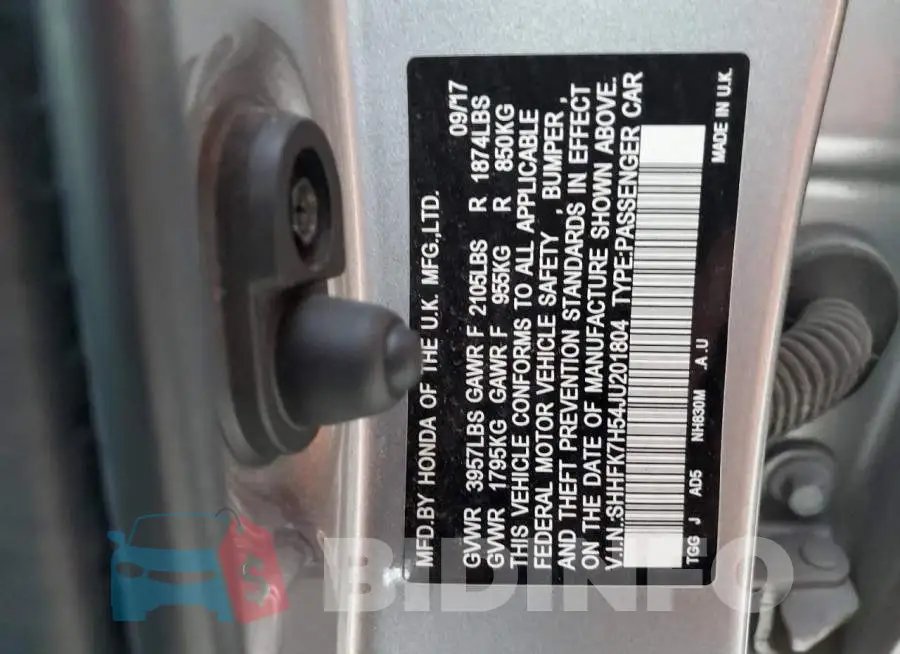 SHHFK7H54JU201804 Photo# 12