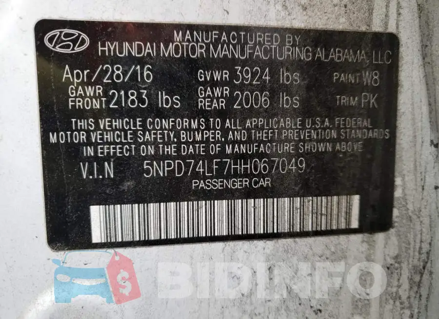 5NPD74LF7HH067049 Photo# 12