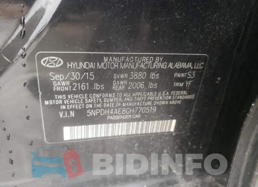 5NPDH4AE8GH770519 Photo# 10