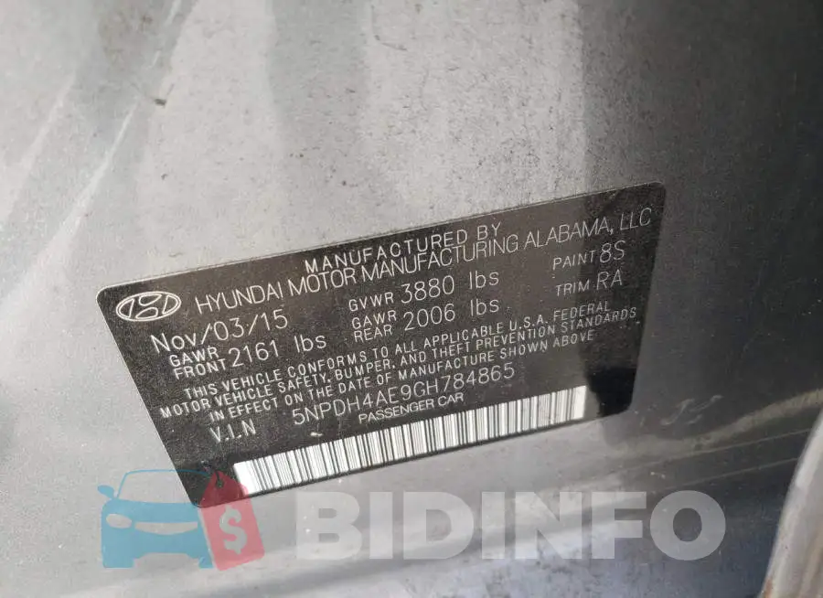 5NPDH4AE9GH784865 Photo# 10