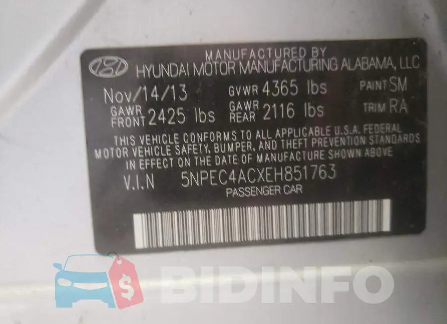 5NPEC4ACXEH851763 Photo# 12