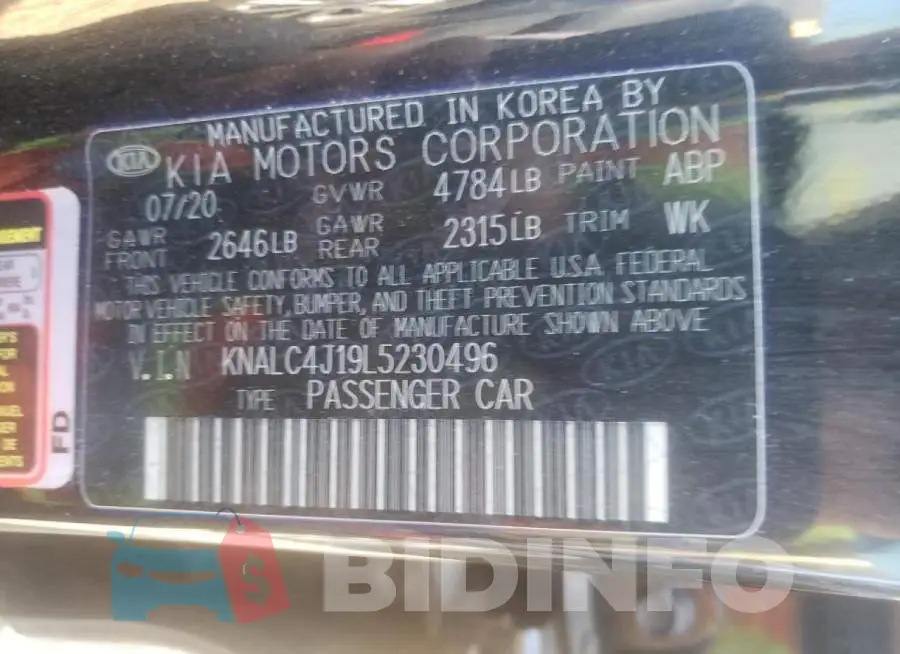KNALC4J19L5230496 Photo# 10