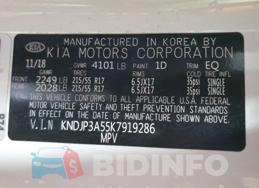 KNDJP3A55K7919286 Photo# 12