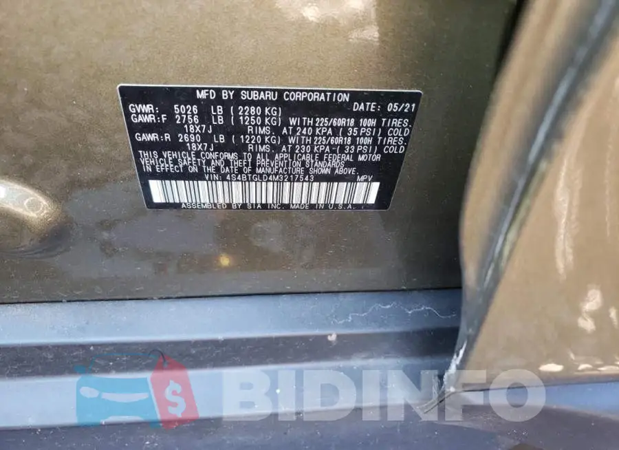 4S4BTGLD4M3217543 Photo# 13