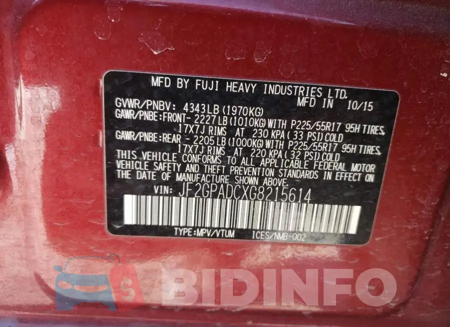 JF2GPADCXG8215614 Photo# 12