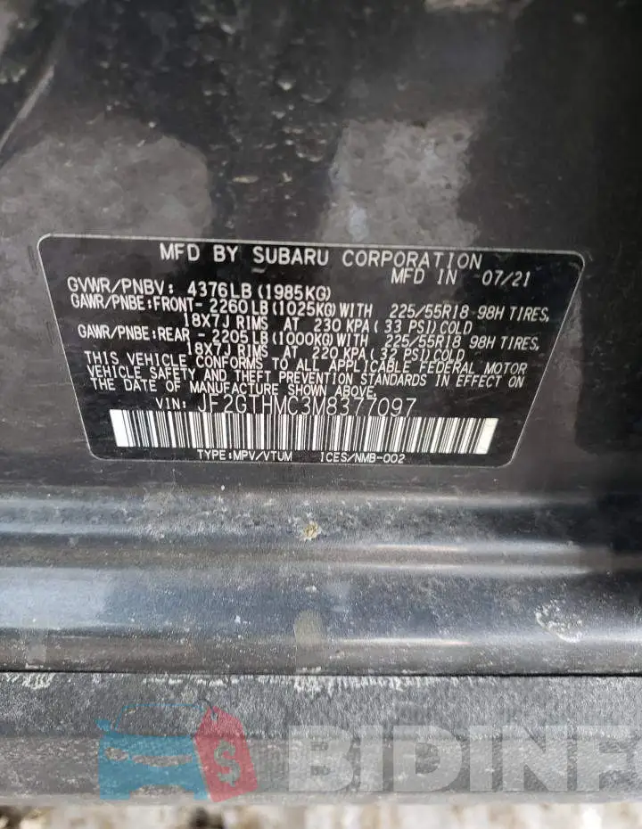 JF2GTHMC3M8377097 Photo# 13