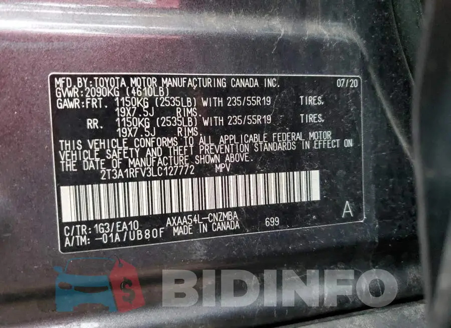 2T3A1RFV3LC127772 Photo# 12