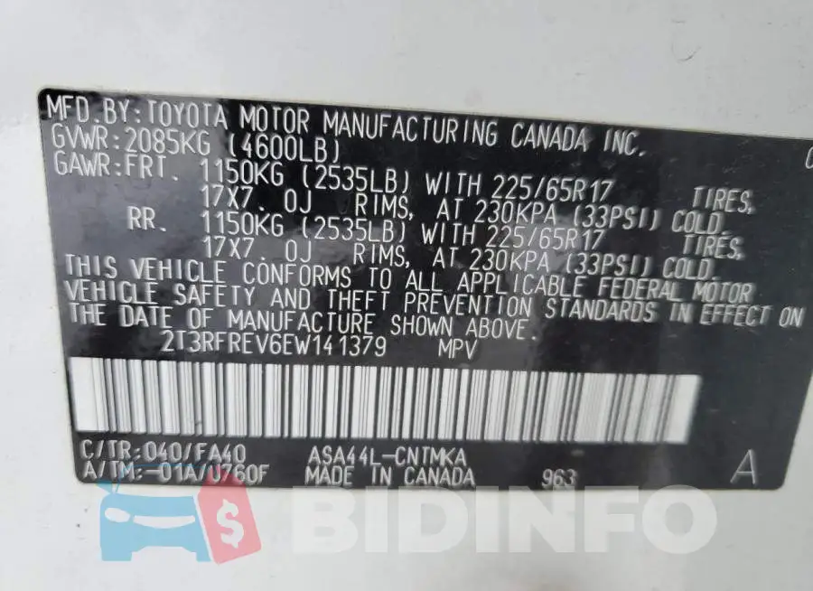 2T3RFREV6EW141379 Photo# 12