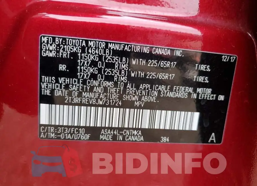 2T3RFREV8JW731724 Photo# 13