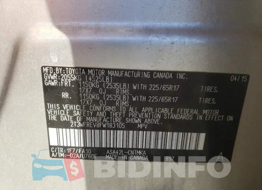 2T3WFREV8FW183105 Photo# 14