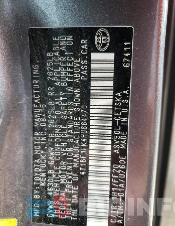 4T1BF1FK4HU664470 Photo# 13