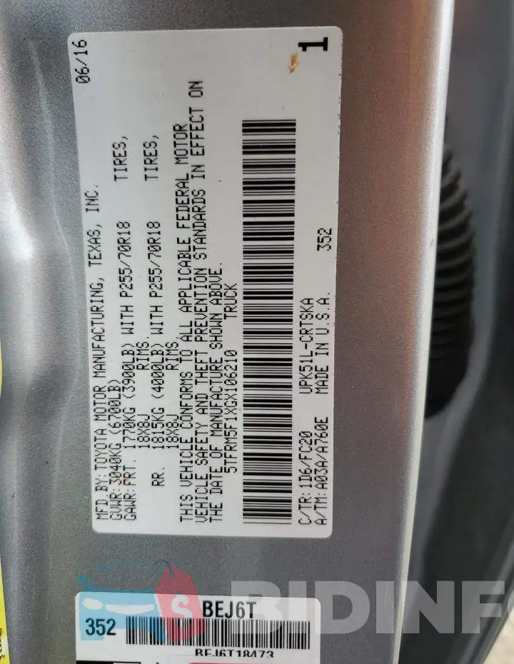 5TFRM5F1XGX106210 Photo# 12