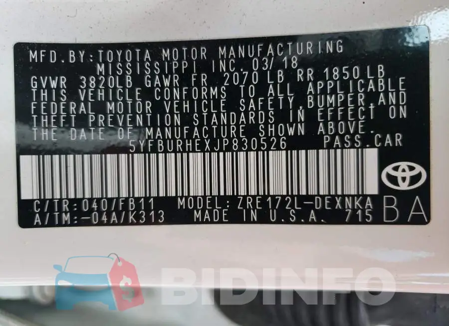 5YFBURHEXJP830526 Photo# 12