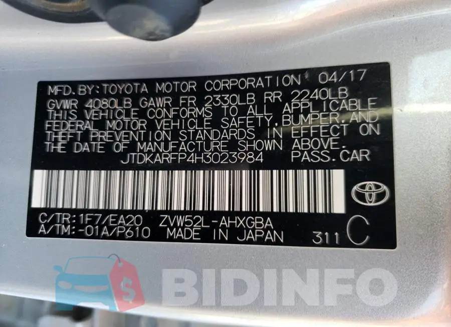 JTDKARFP4H3023984 Photo# 13