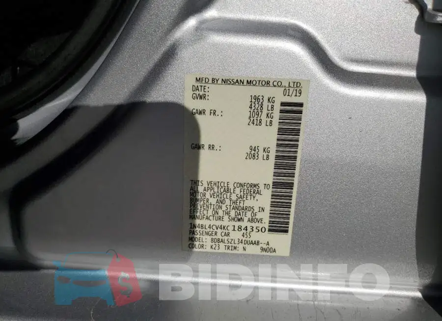 1N4BL4CV4KC184350 Photo# 13