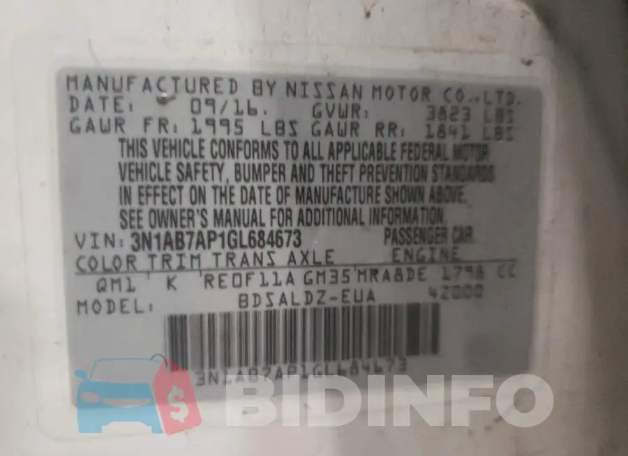 3N1AB7AP1GL684673 Photo# 12