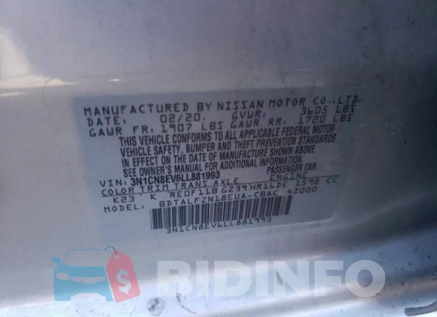3N1CN8EV6LL881993 Photo# 12