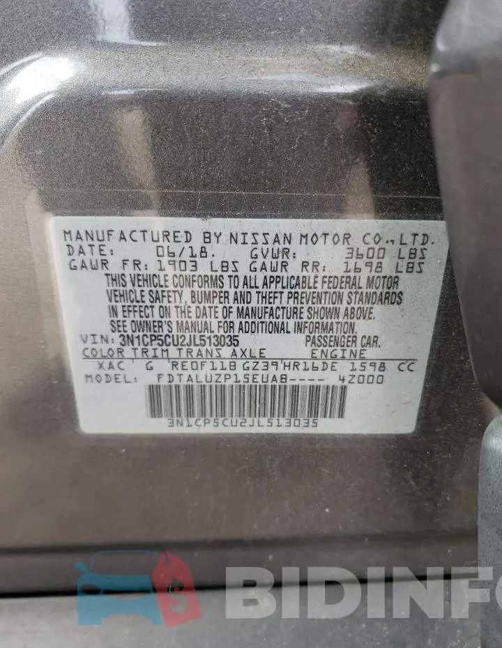 3N1CP5CU2JL513035 Photo# 13
