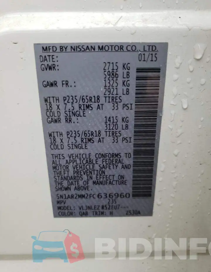 5N1AR2MM2FC636960 Photo# 12