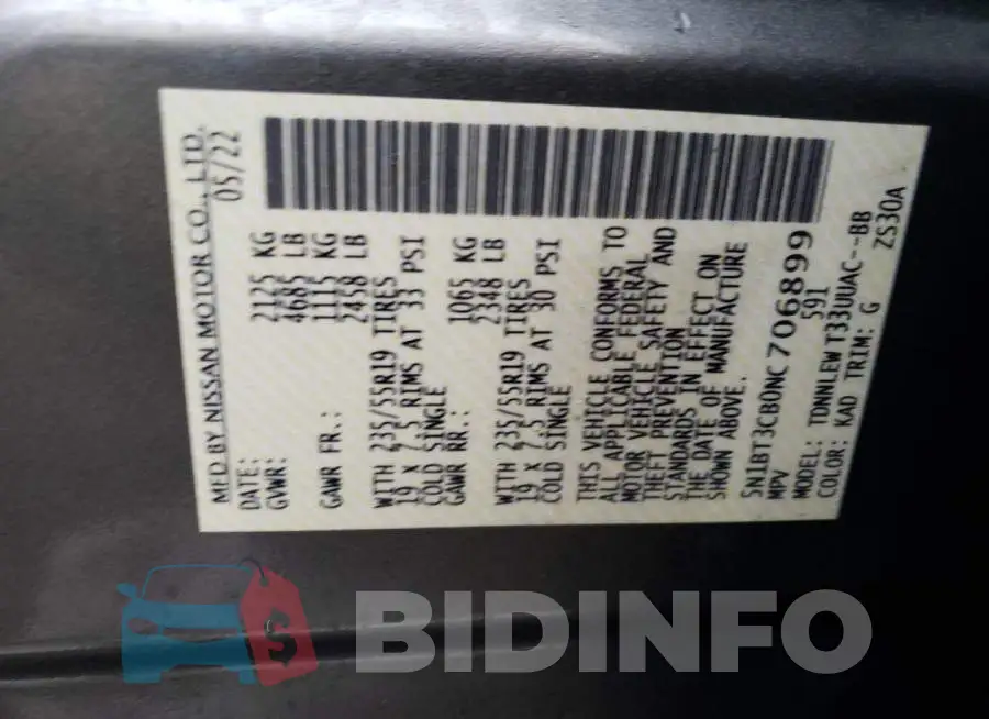 5N1BT3CB0NC706899 Photo# 13