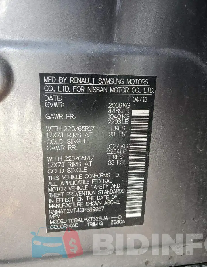 KNMAT2MT4GP689957 Photo# 13