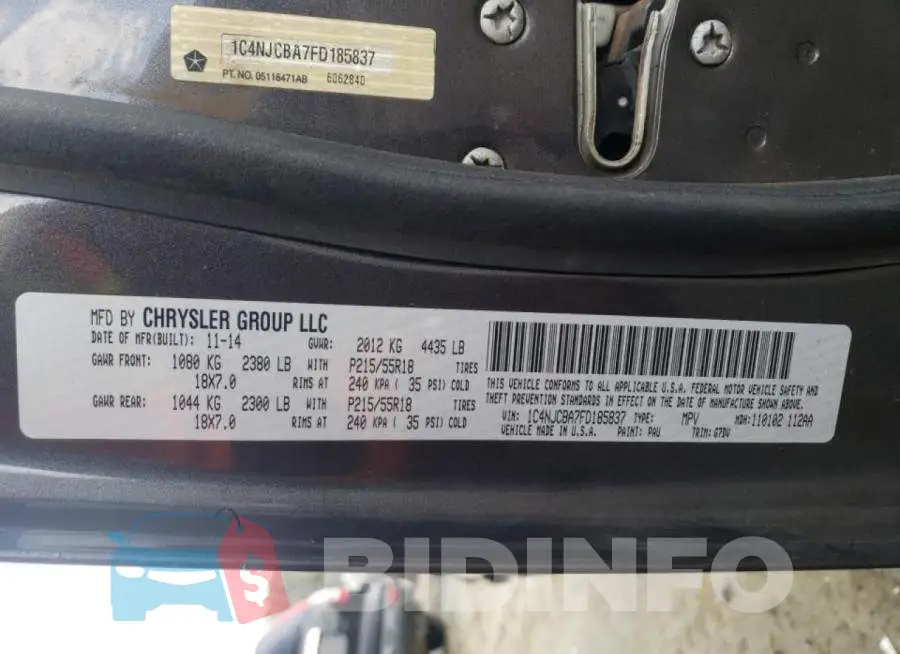 1C4NJCBA7FD185837 Photo# 12