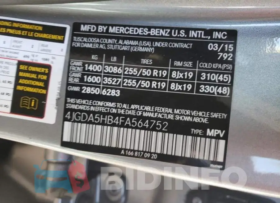 4JGDA5HB4FA564752 Photo# 10