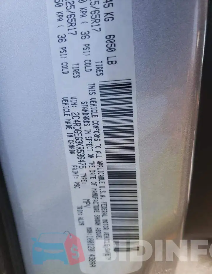 2C4RDGEG3KR536475 Photo# 13