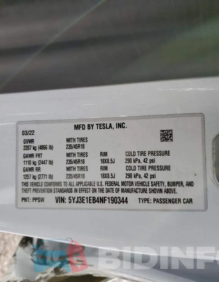 5YJ3E1EB4NF190344 Photo# 13