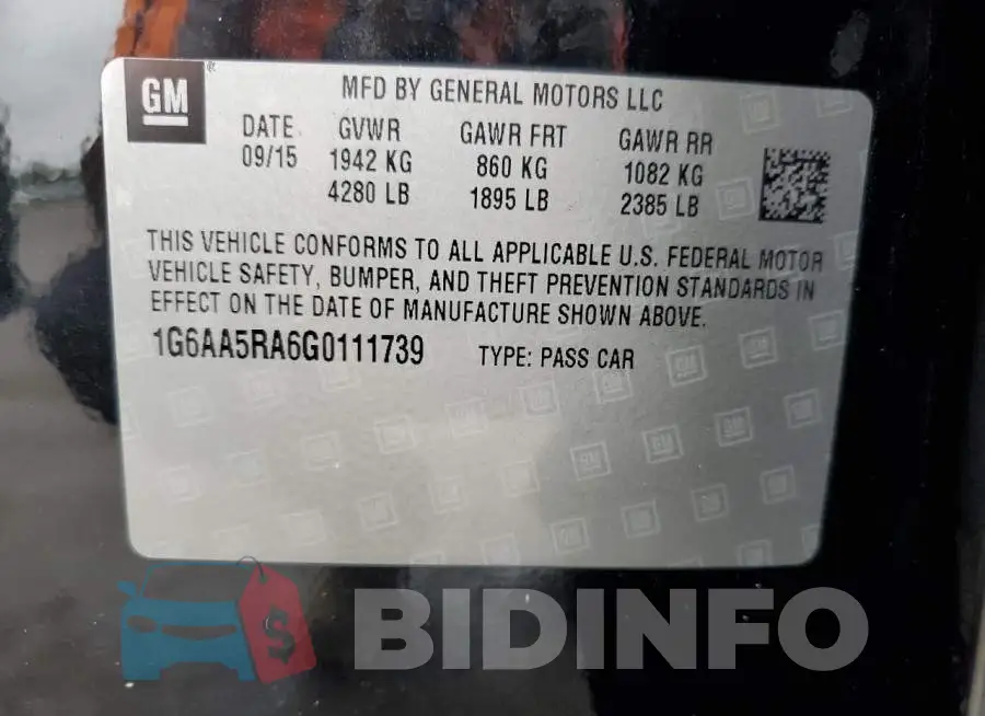 1G6AA5RA6G0111739 Photo# 12