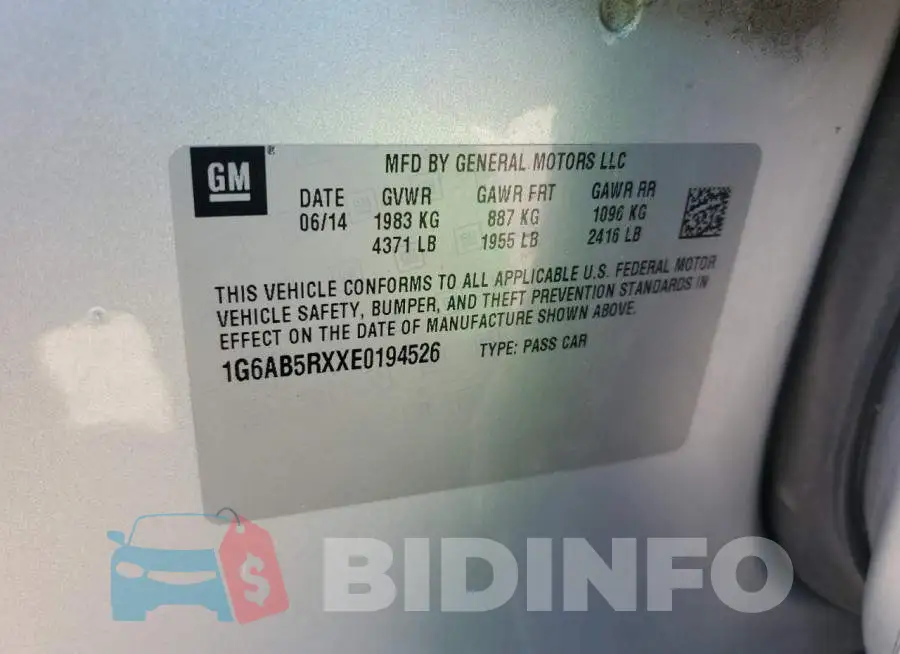 1G6AB5RXXE0194526 Photo# 12