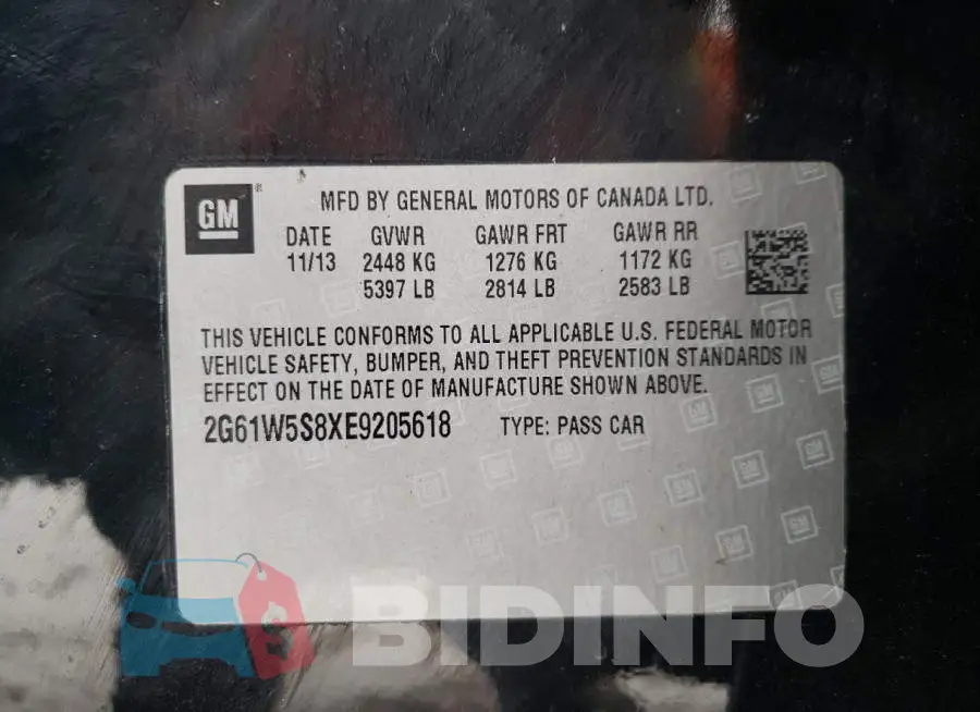 2G61W5S8XE9205618 Photo# 13