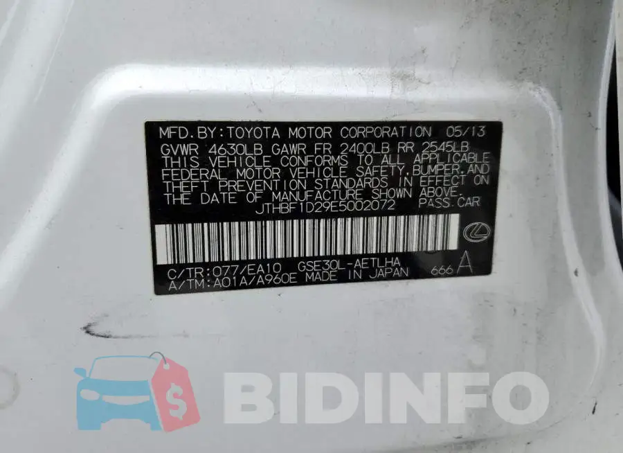 JTHBF1D29E5002072 Photo# 12