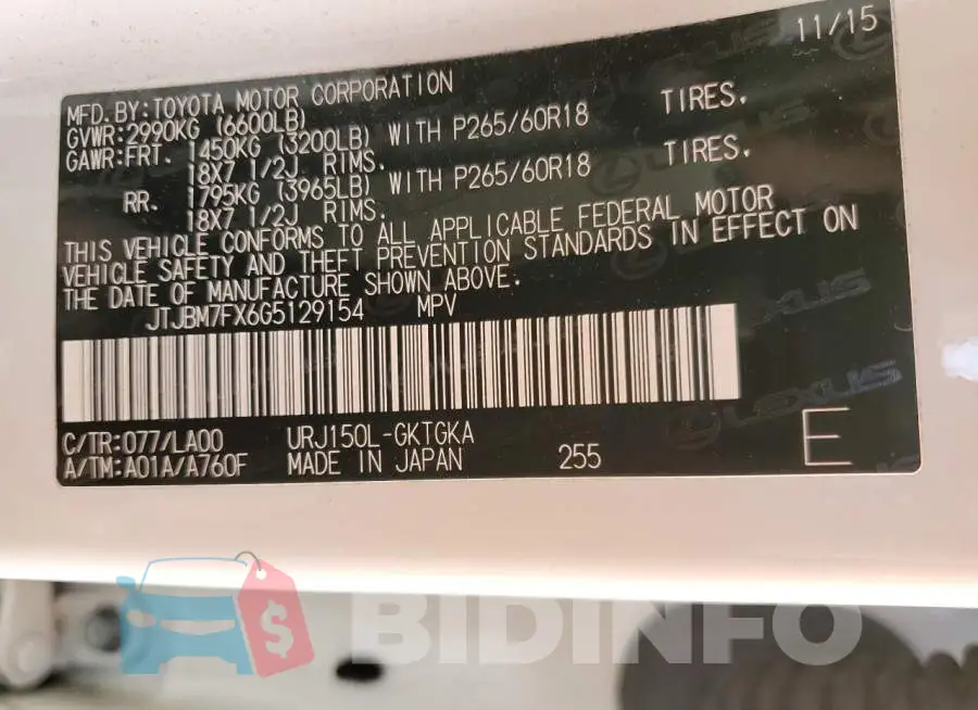JTJBM7FX6G5129154 Photo# 13