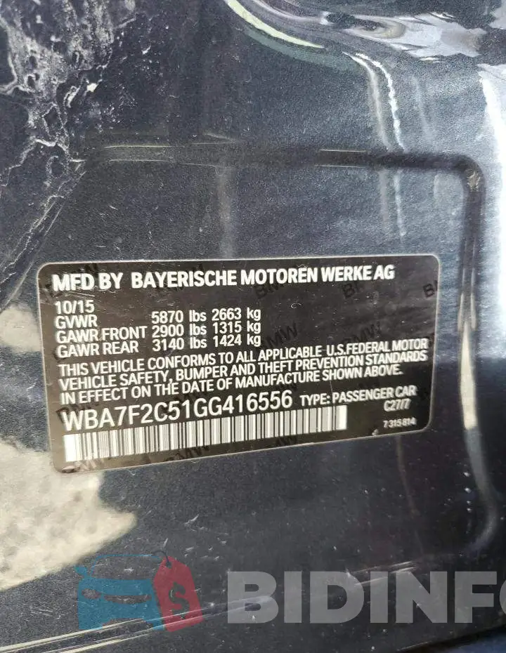 WBA7F2C51GG416556 Photo# 12