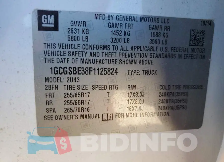 1GCGSBE38F1125824 Photo# 12